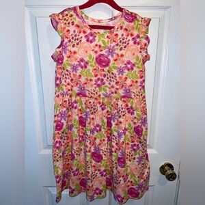 Girl’s Floral Ruffle Sleeve Dress sz 10/12